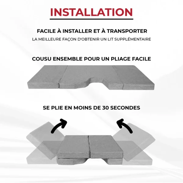 Installation du lit cabine entre les sièges avant d’un Peugeot Expert