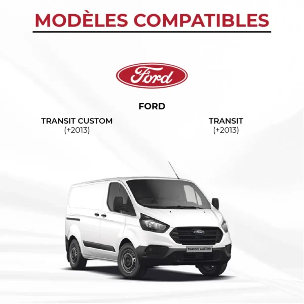Ford Transit Custom affiché comme modèle compatible avec le lit cabine avant