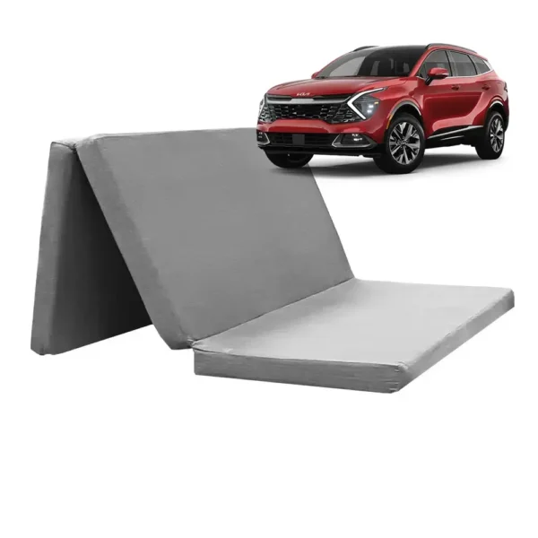 Matelas pour voiture pliable gris clair pour voiture et SUV type Kia Sportage, idéal pour dormir dans le coffre.